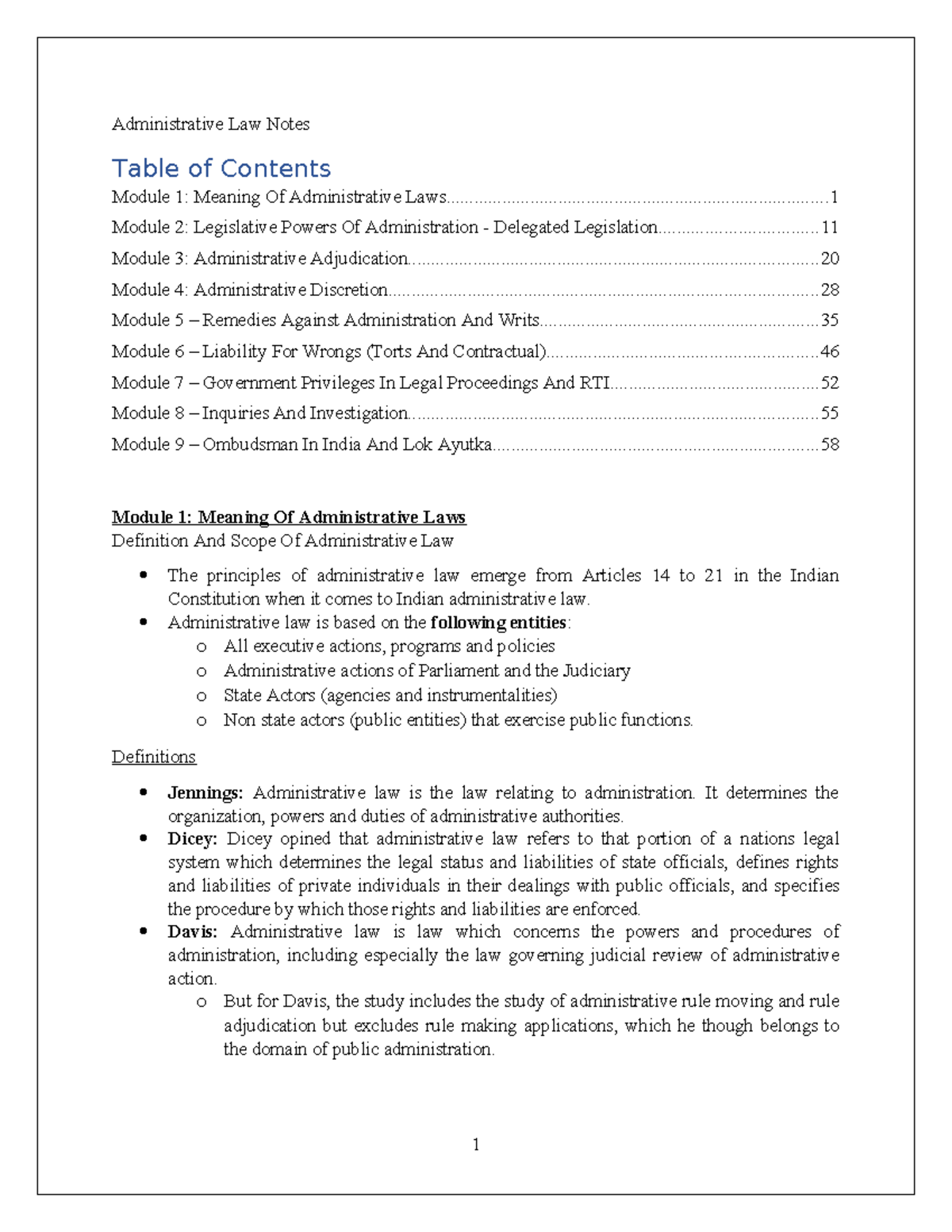Administrative Law Notes: Key Concepts and Cases Explained - Studocu