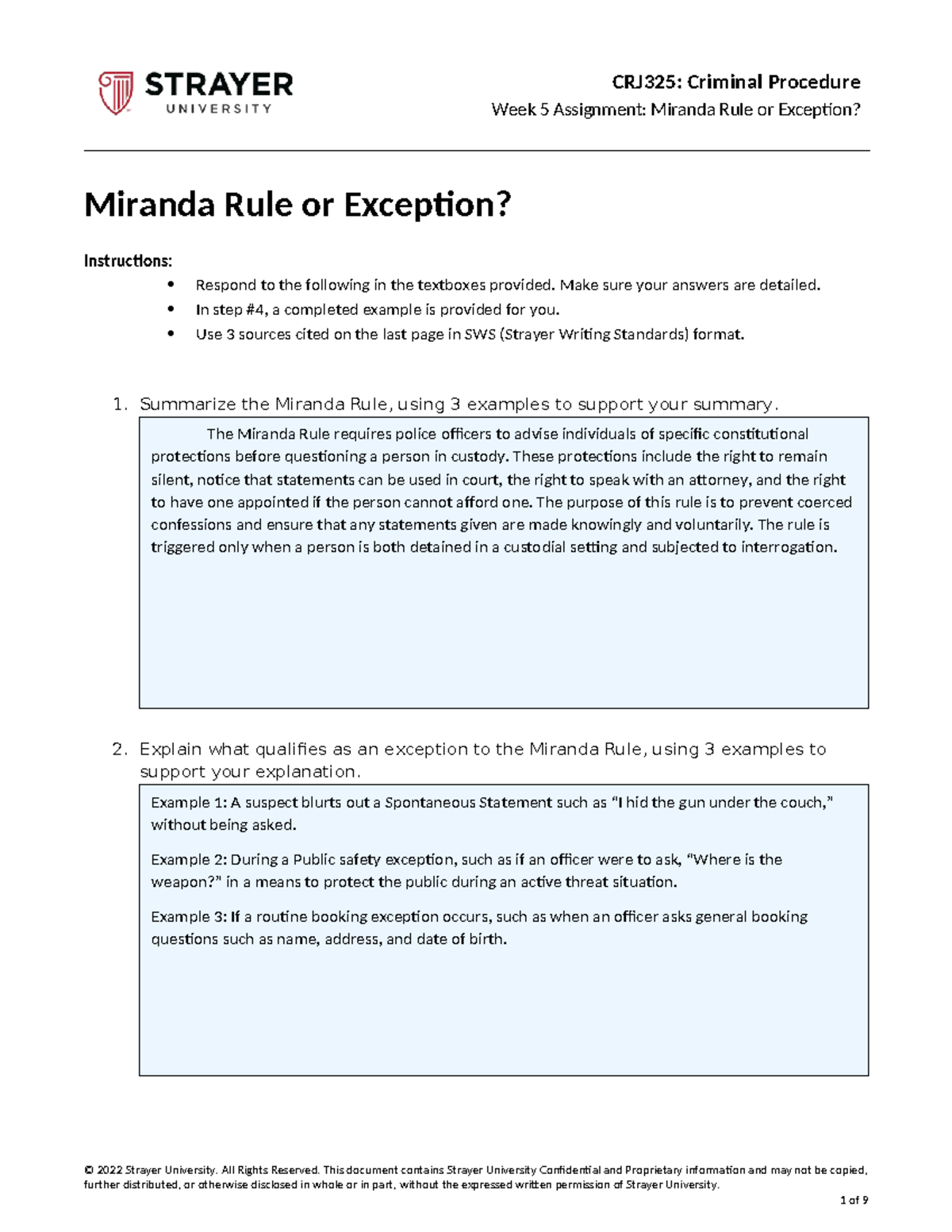 CRJ325: Week 5 Assignment - Analyzing the Miranda Rule and Its ...