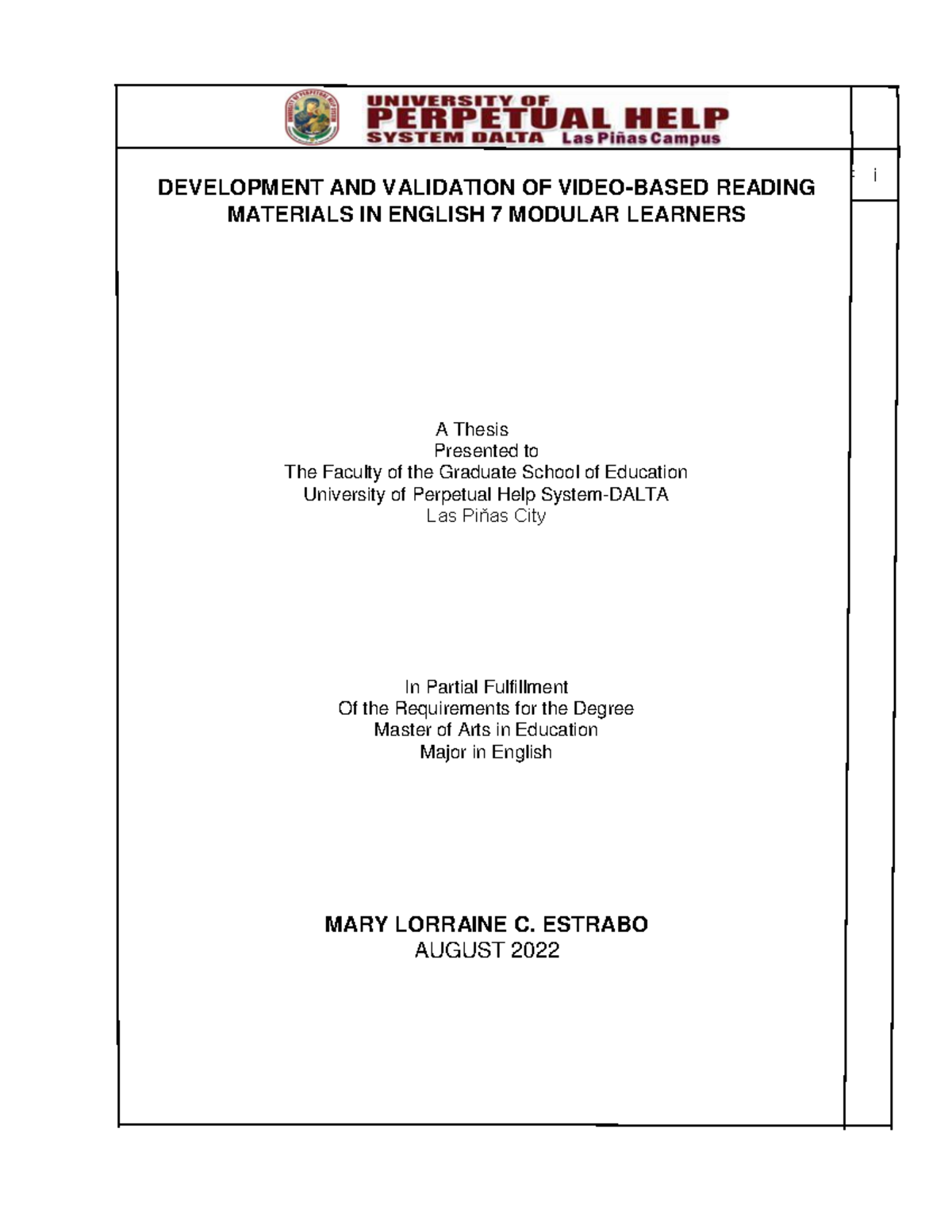 Development and Validation of Reading Materials for English 7 (MAED ...