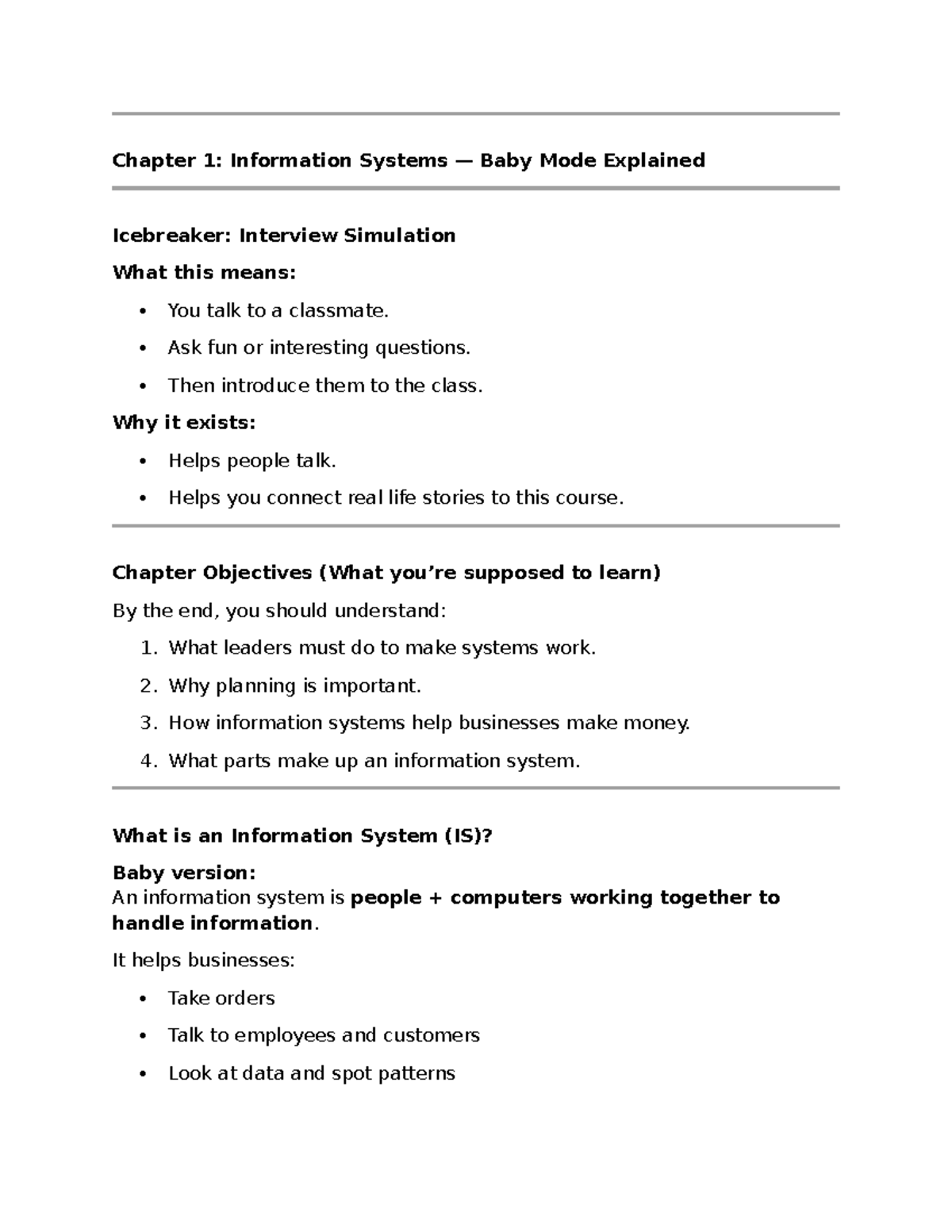 Chapter 1: Understanding Information Systems - Ba Mode Overview - Studocu