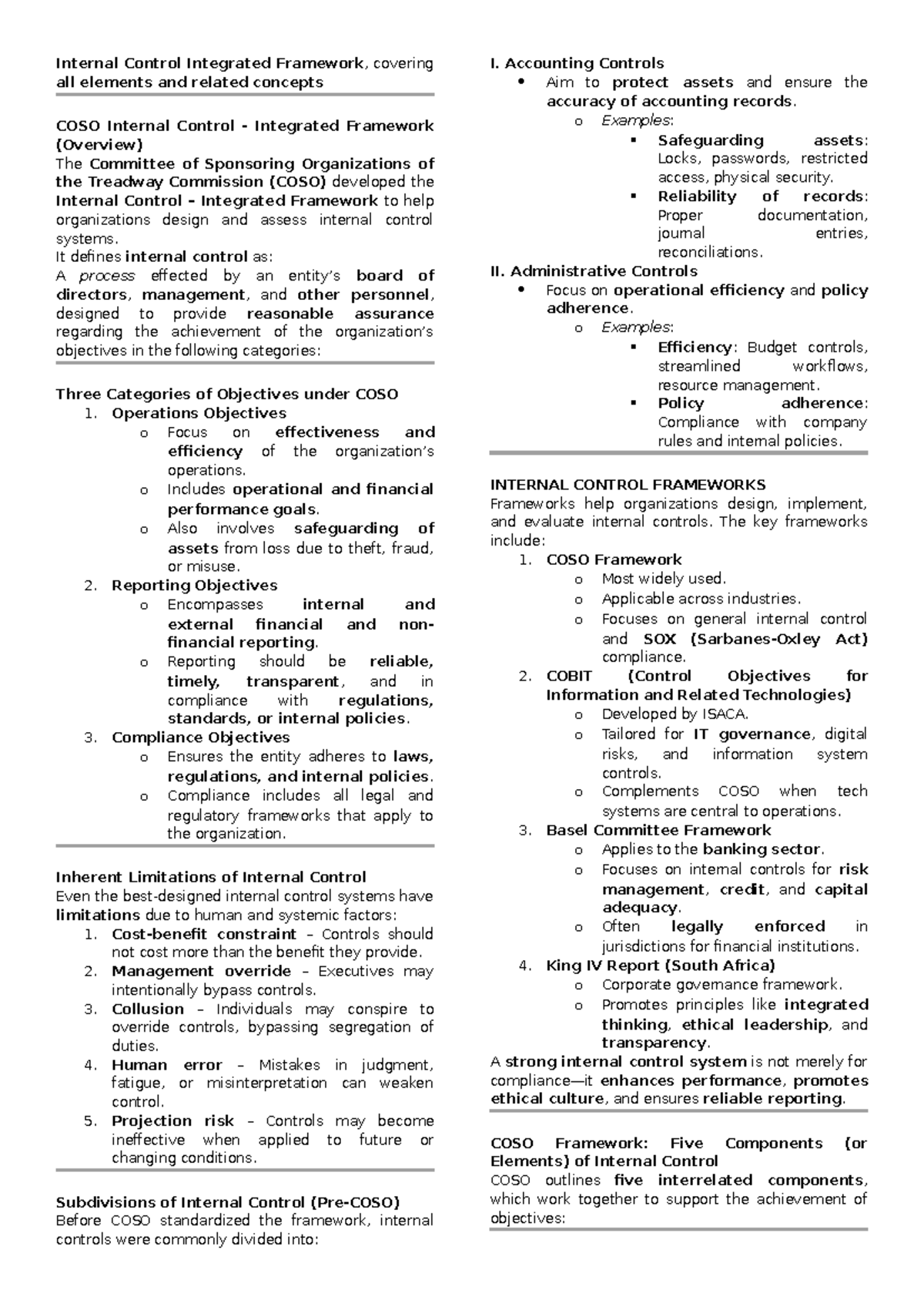 IC COSO - Internal Control Integrated Framework Overview and Components ...