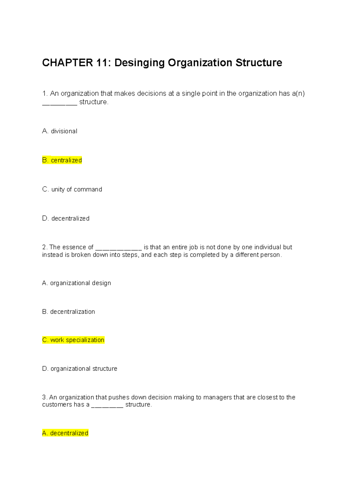 Chapter 11 Desinging Organization Structure - CHAPTER 11: Desinging ...