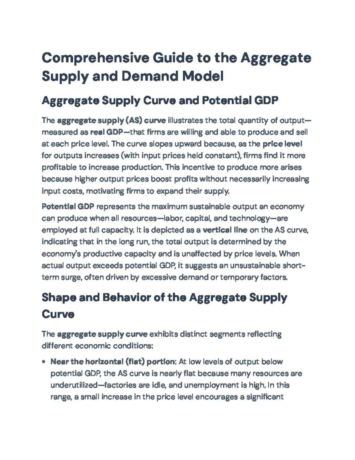 Comprehensive Guide to AS-AD Model: Macro & Micro Economics - Studocu