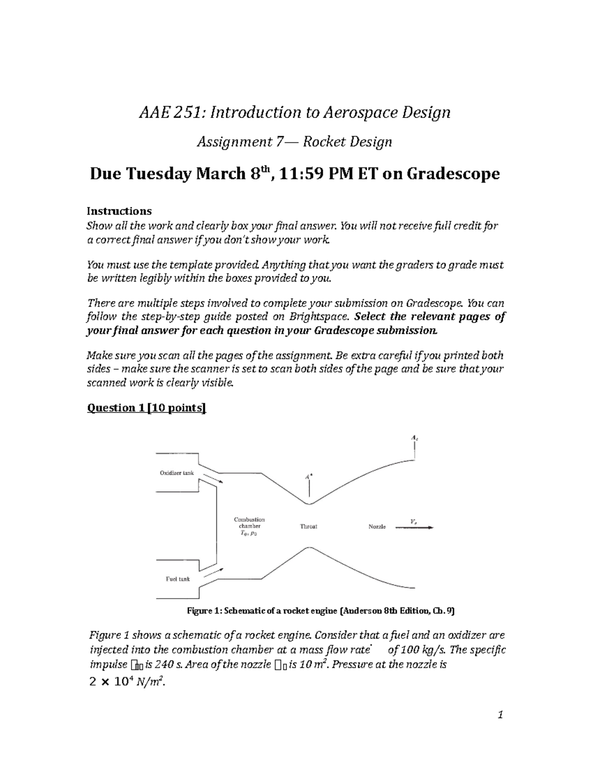AAE251 HW 7 - Rocket Design Assignment Notes and Guidelines - Studocu