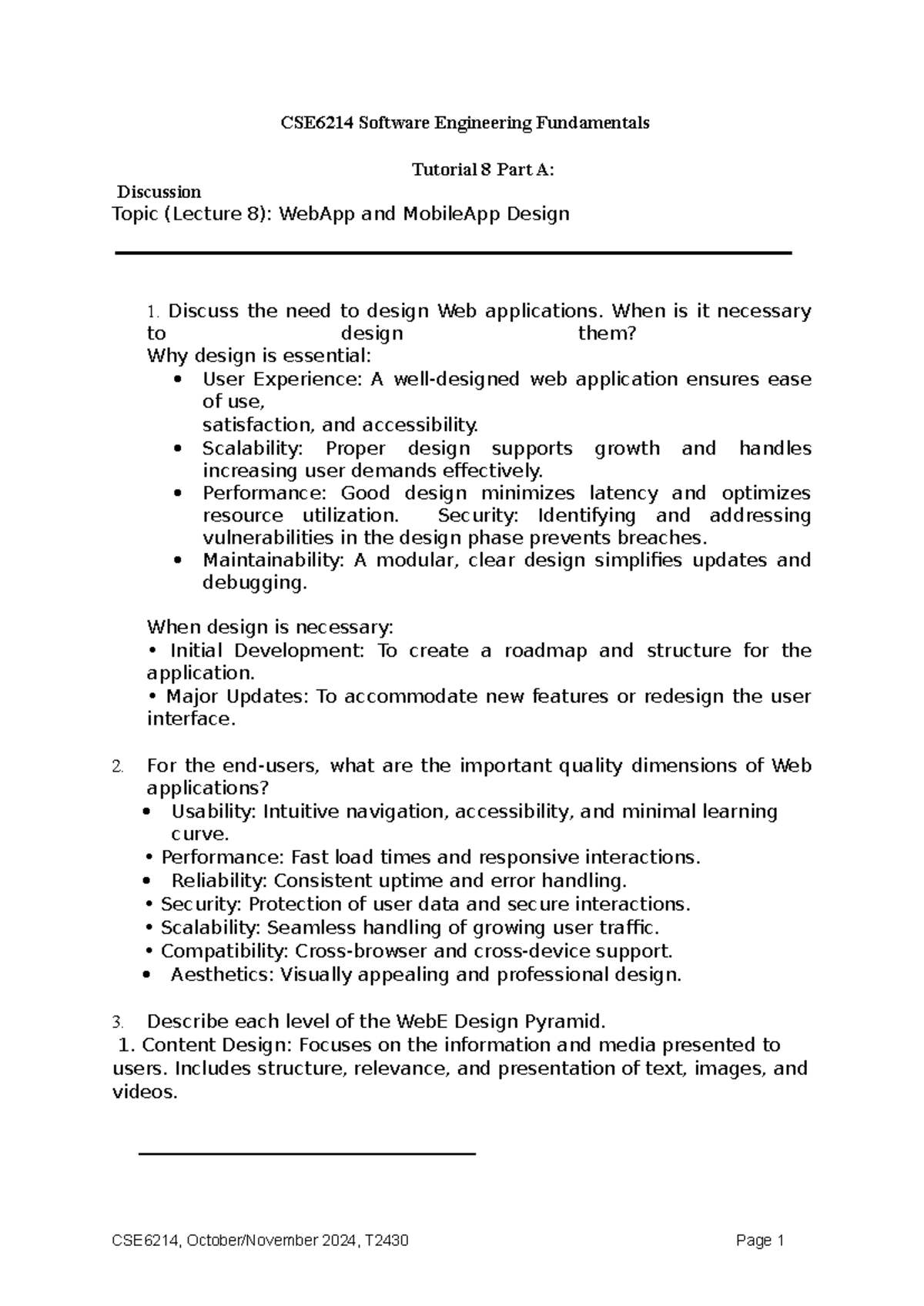 Tutorial 8 - CSE6214 Software Engineering Fundamentals Tutorial 8 Part ...