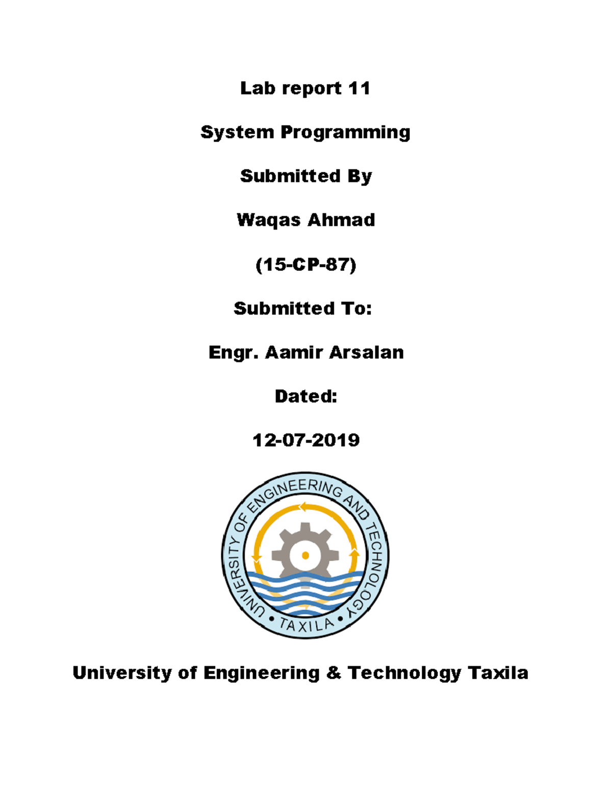 LAB Report 11 - Practical Solutions for System Programming (15-CP-87 ...