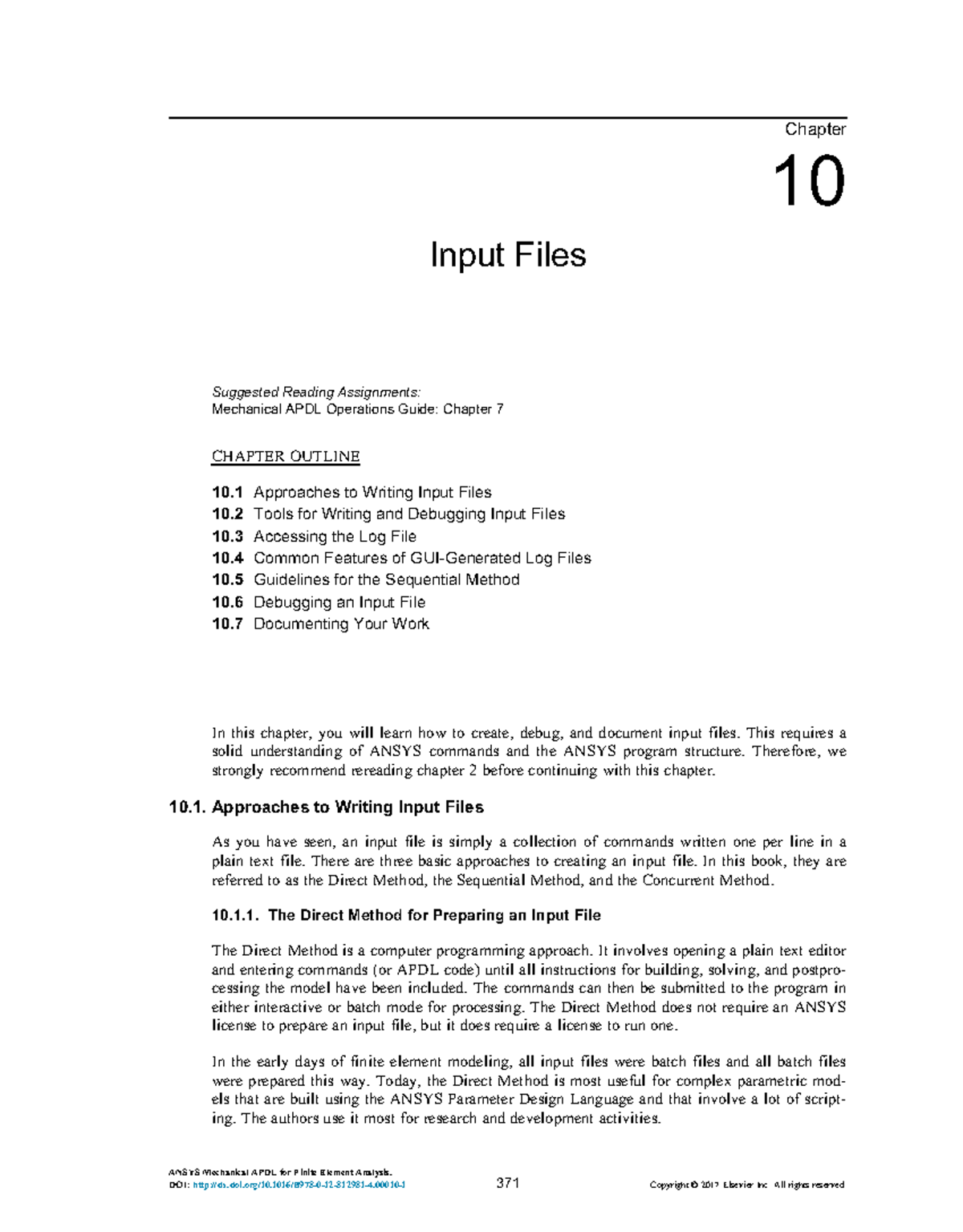 Chapter 10: Input Files - Guidelines and Techniques for ANSYS ...