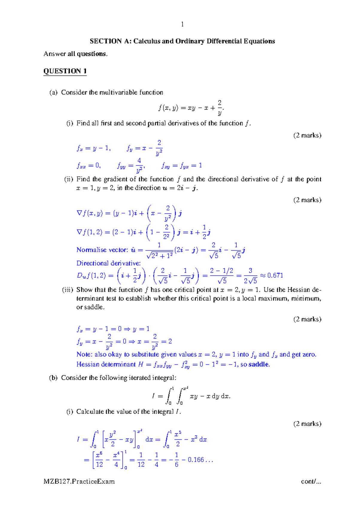 MZB127 Week 13 Final Exam Practice with Solutions and Explanations ...