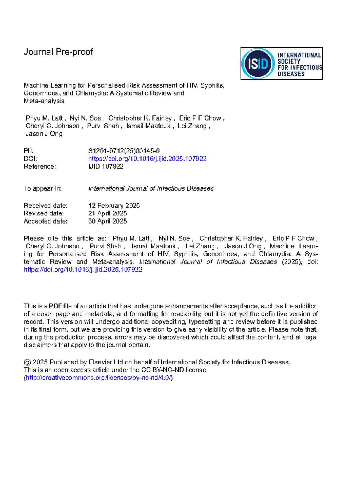 Machine Learning for Personalized STI Risk Assessment: A Systematic ...