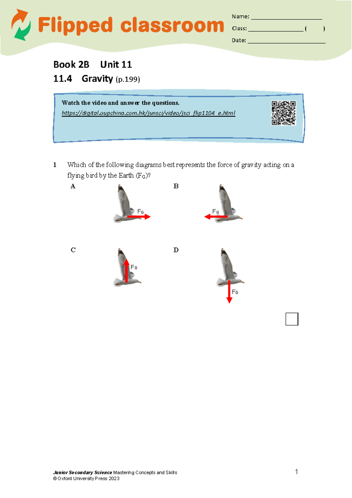 Junior Secondary Science (JSci) Unit 11.4: Gravity Worksheet - Studocu