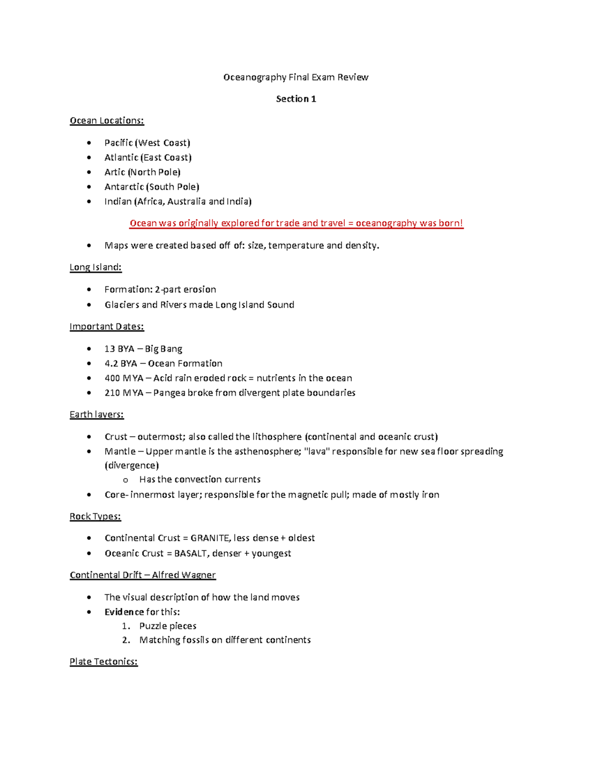 Oceanography Final Exam Review: Key Concepts & Important Dates - Studocu