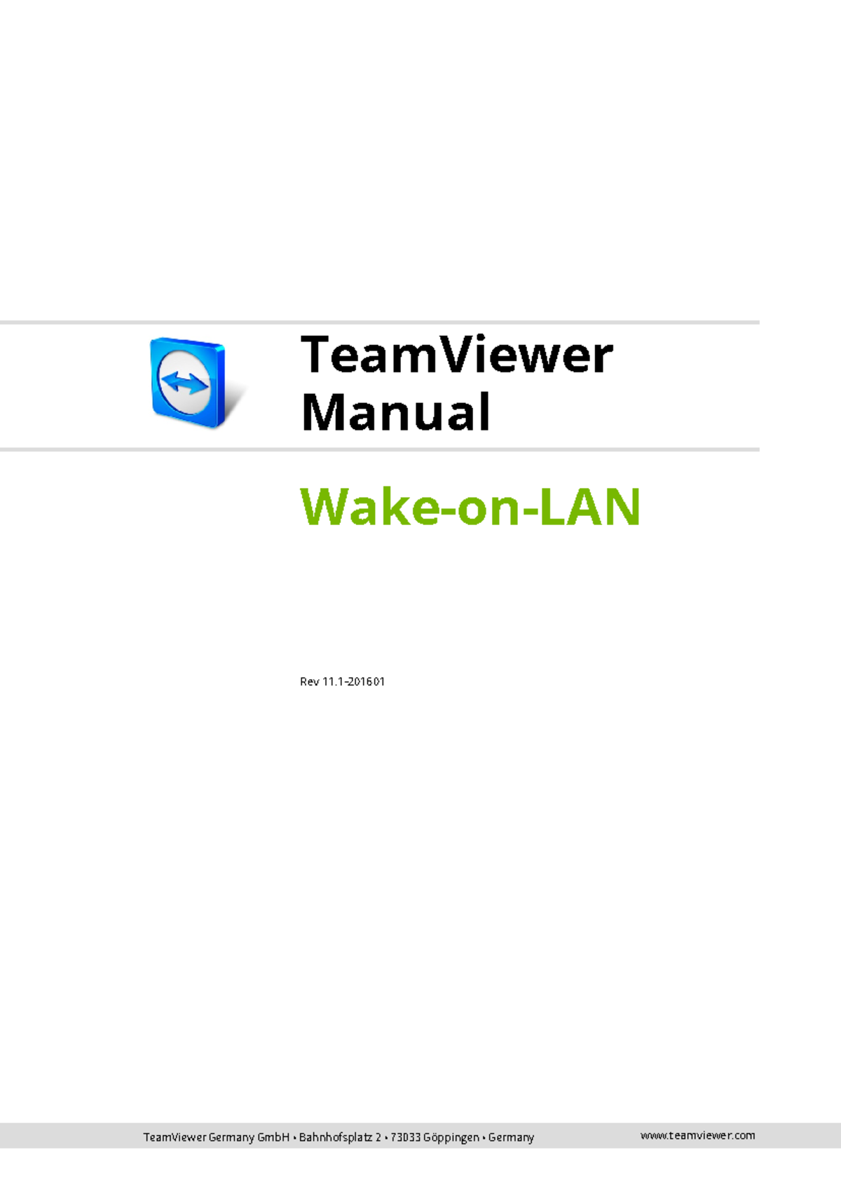 TeamViewer Manual: Wake on LAN Setup Guide - Studocu