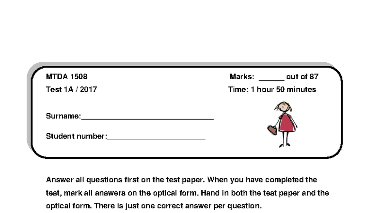 MTDA 1508 Test 1A - 2017 Exam Questions and Answers - Studocu
