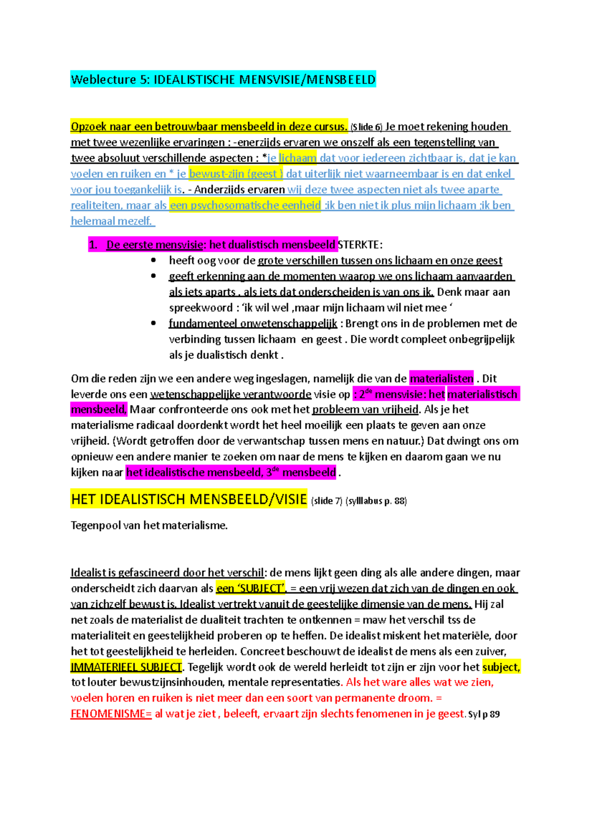 Weblecture 5: Het Idealistisch Mensbeeld in de Mensvisie (Cursuscode ...