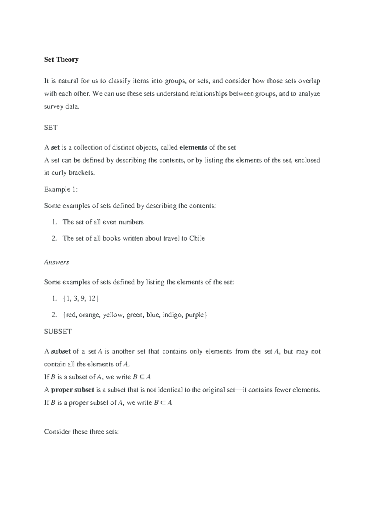 Set Theory Notes for MATH 101: Understanding Relations and Functions ...