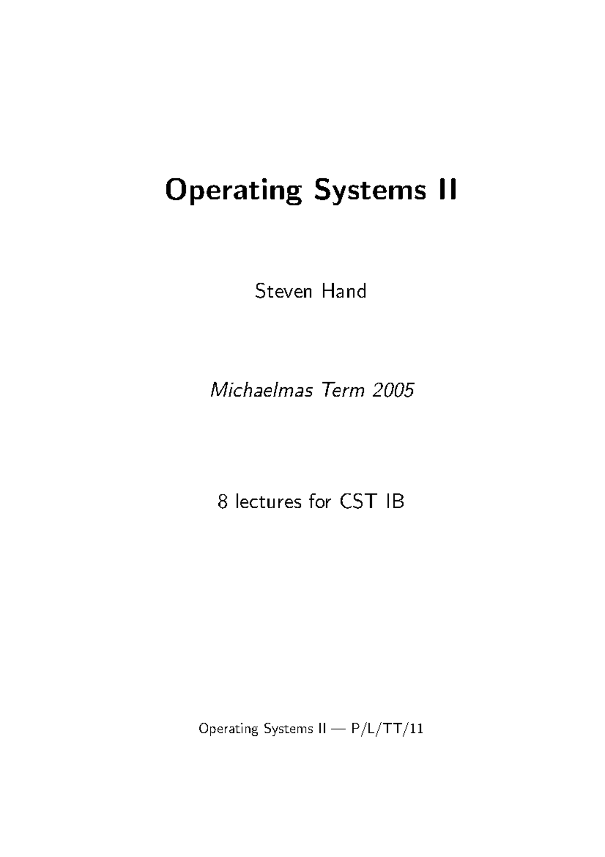 OS II - Lecture Notes Overview (Lectures 1-10) - Studocu