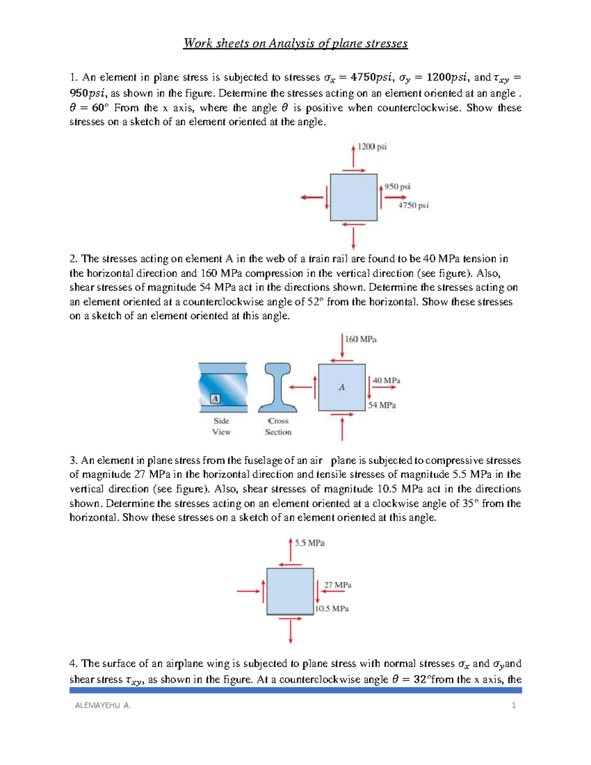 Plane Stresses Analysis - Lecture Notes on Stress Orientation - Studocu