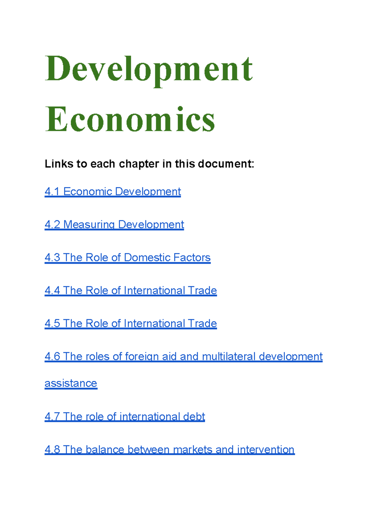 Development Economics: Comprehensive Notes on Key Concepts and Issues ...