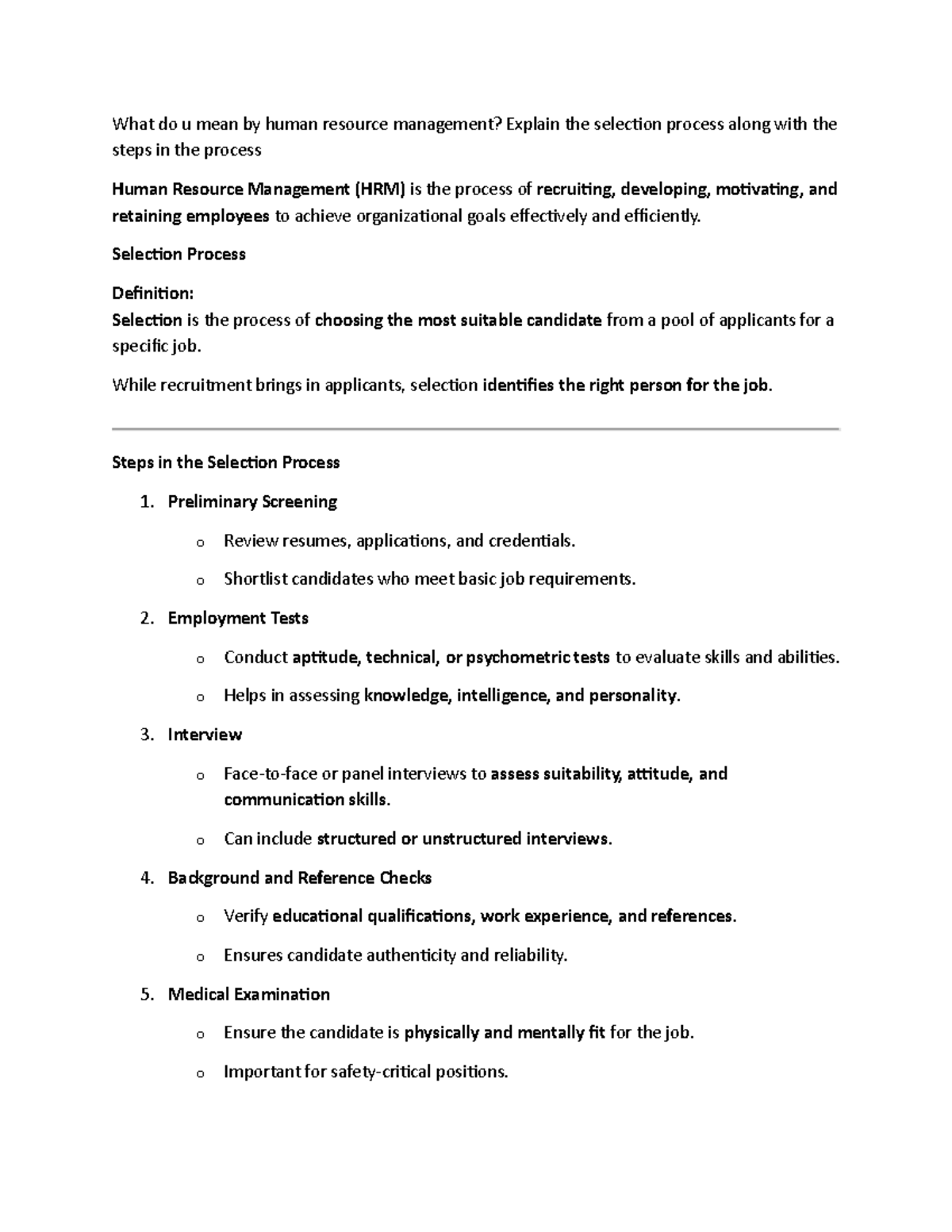 Chapter 4 - Human Resource Management (HRM) Overview and Selection ...