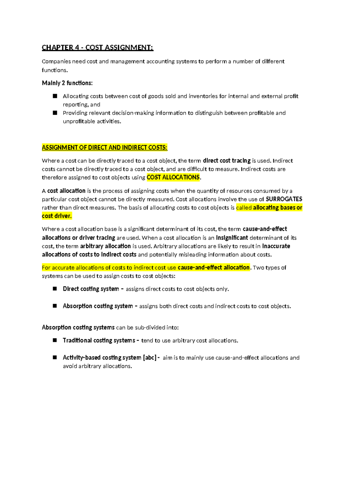 CHAPTER 4: COST ASSIGNMENT IN MANAGEMENT ACCOUNTING SYSTEMS - Studocu