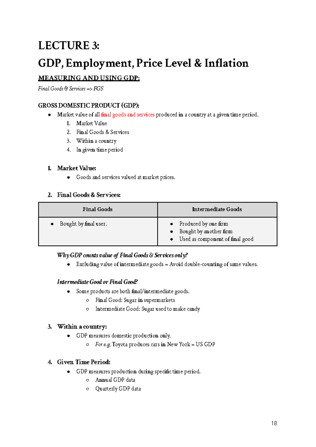 Economics and Society Notes Lecture 3 - LECTURE 3: GDP, Employment ...