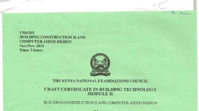 KNEC 2018 Building Construction II & CAD Exam Paper Analysis - Studocu