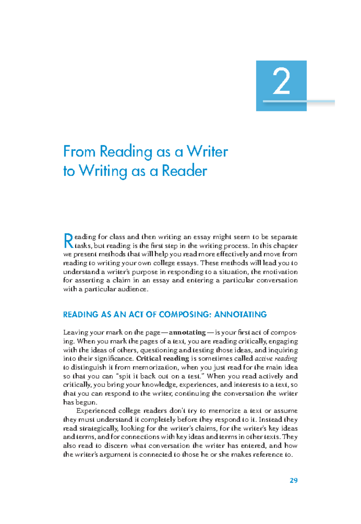 ENG 101: Reading as a Writer to Writing as a Reader - Strategies for ...