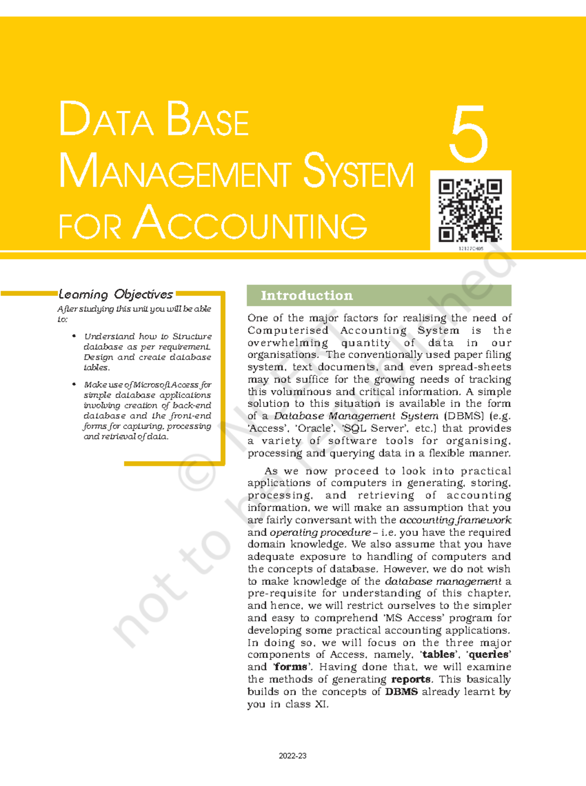 DBMS for Accounting: Structure, Design & MS Access Applications - Studocu