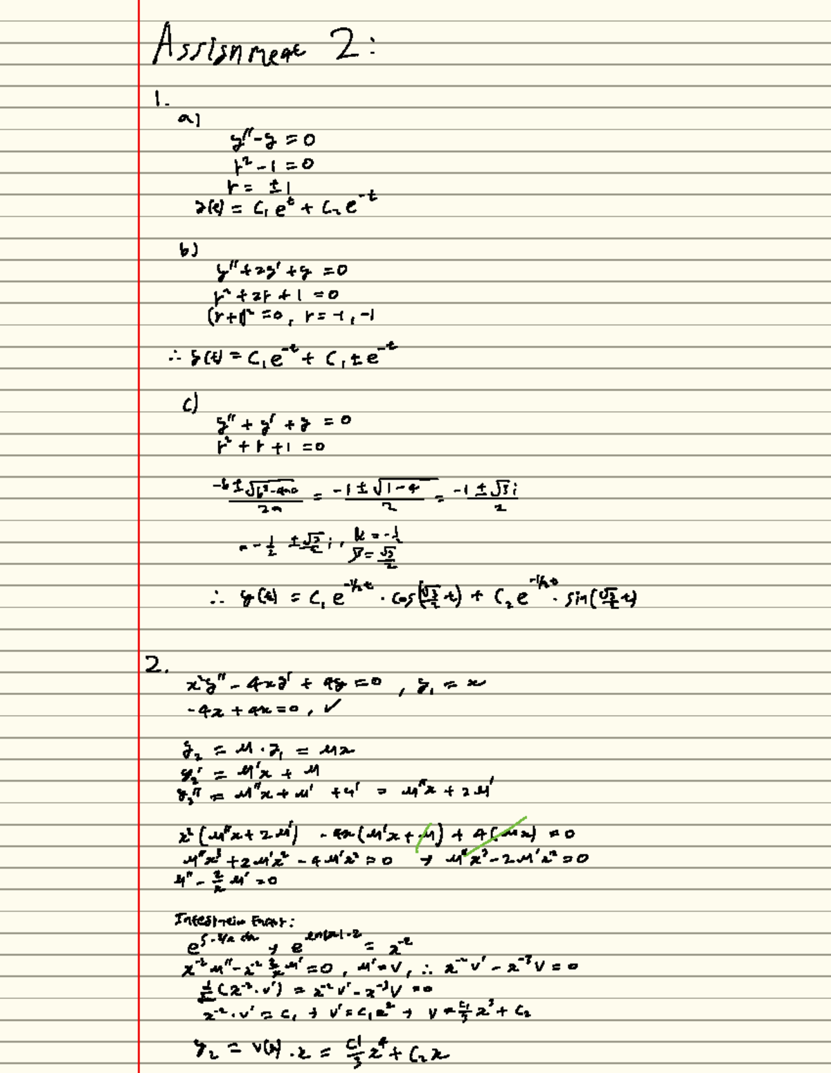 Assignment 2 submission - MATH 045 - AssisnMear 2: 1. a) r b) c) 2a 2 2 ...