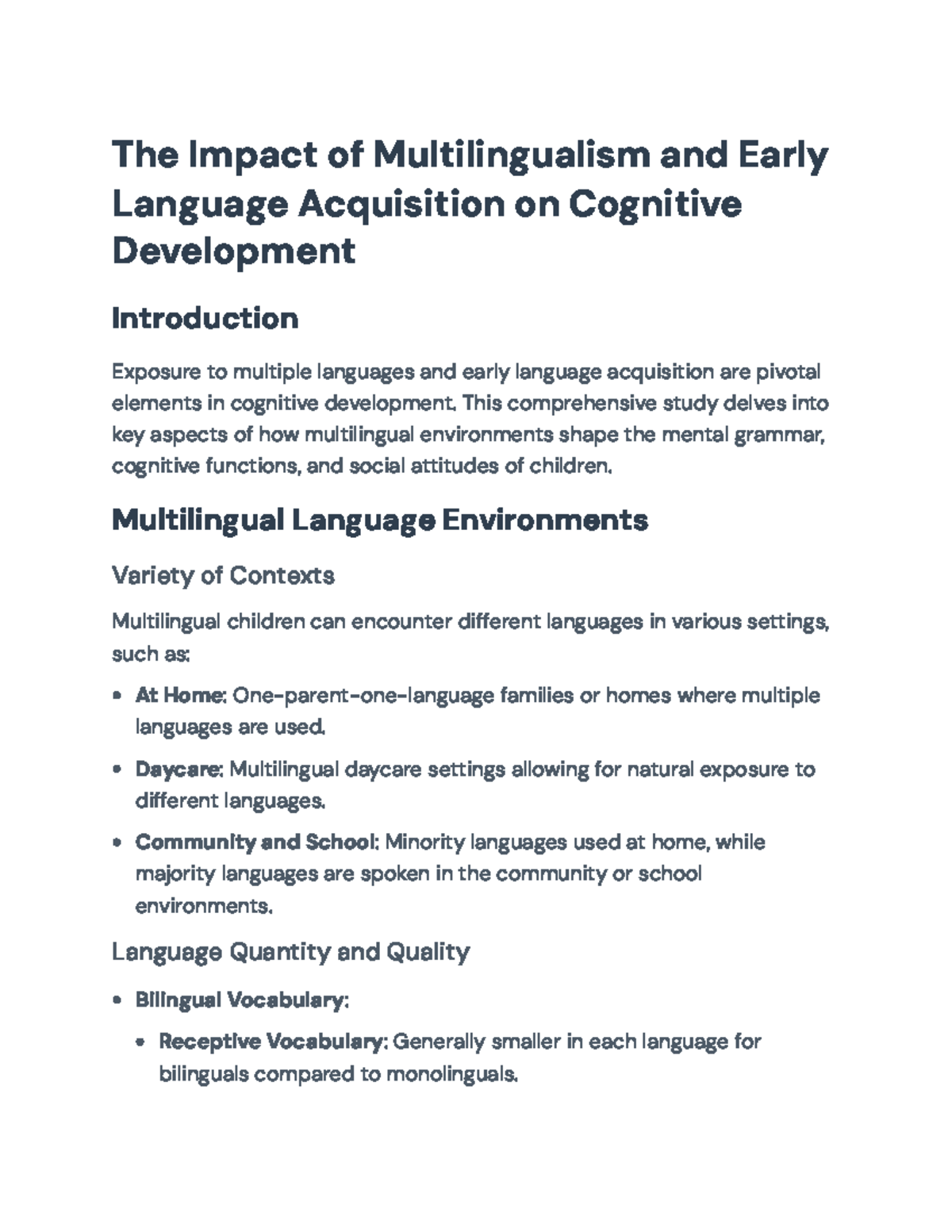 The Impact of Multilingualism on Cognitive Development - The Impact of ...