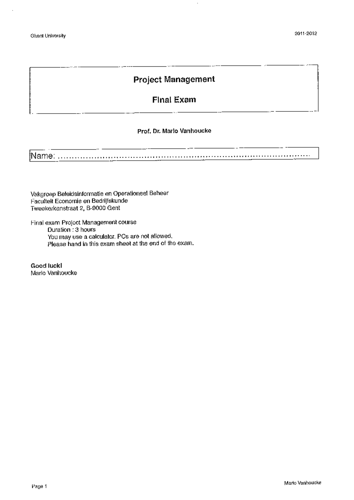 Bouwprojectmanagement - Final Exam Notes 2012 - Studocu