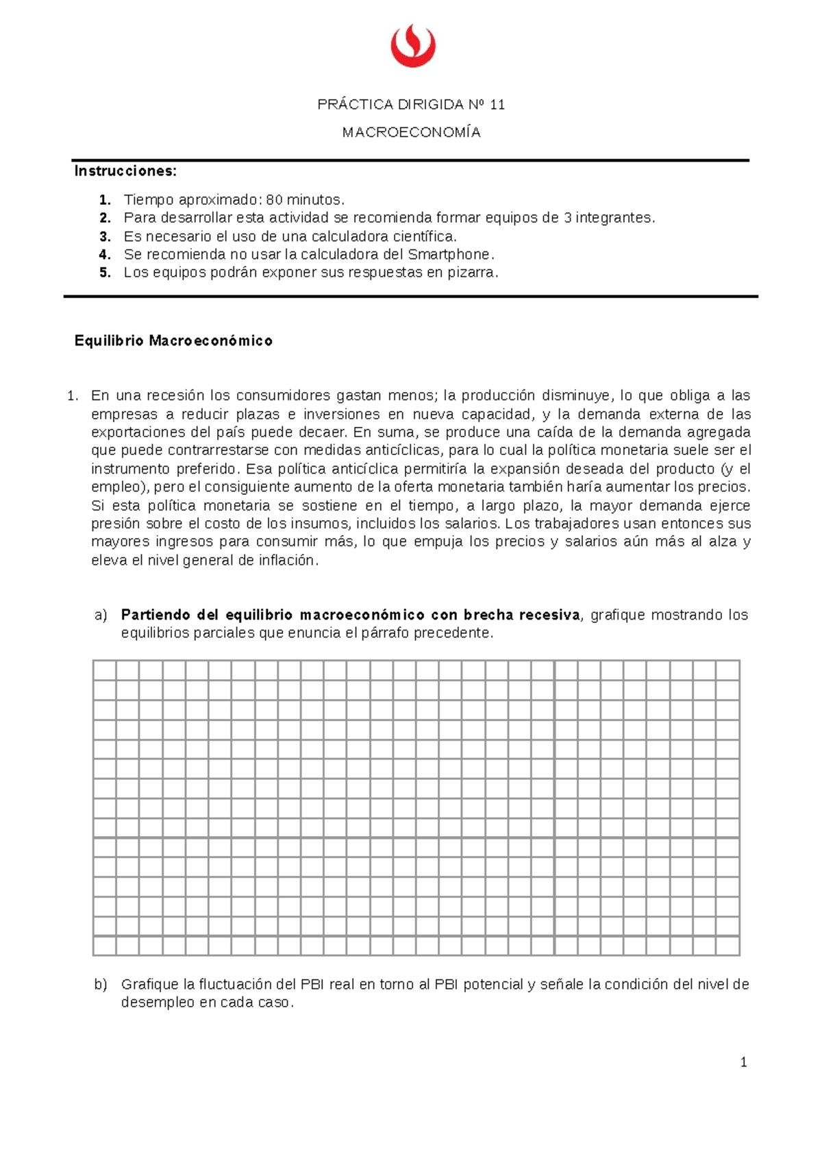 AF133 - Macroeconomía - Práctica Dirigida 11: Equilibrio y Políticas ...