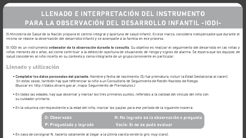LLENADO E INTERPRETACIÓN DEL IODI PARA DESARROLLO INFANTIL - Studocu