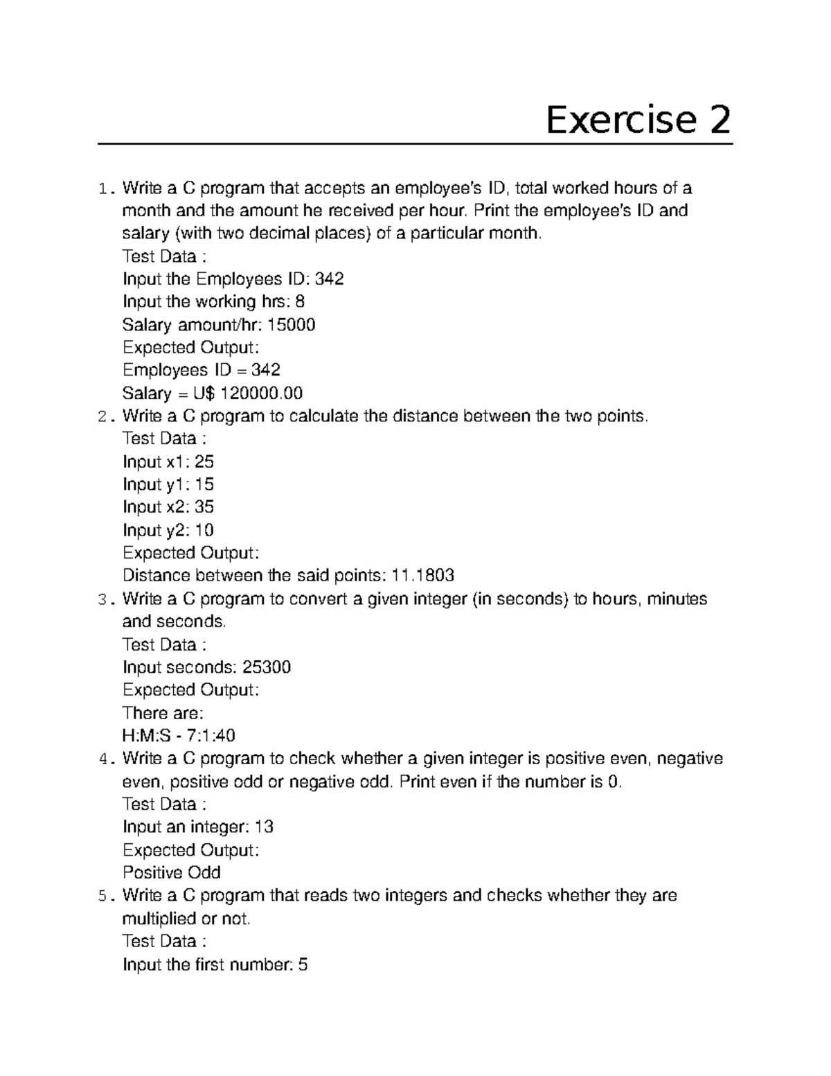 Exercise 2 datatypecondition - Exercise 2 1 a C program that accepts an ...