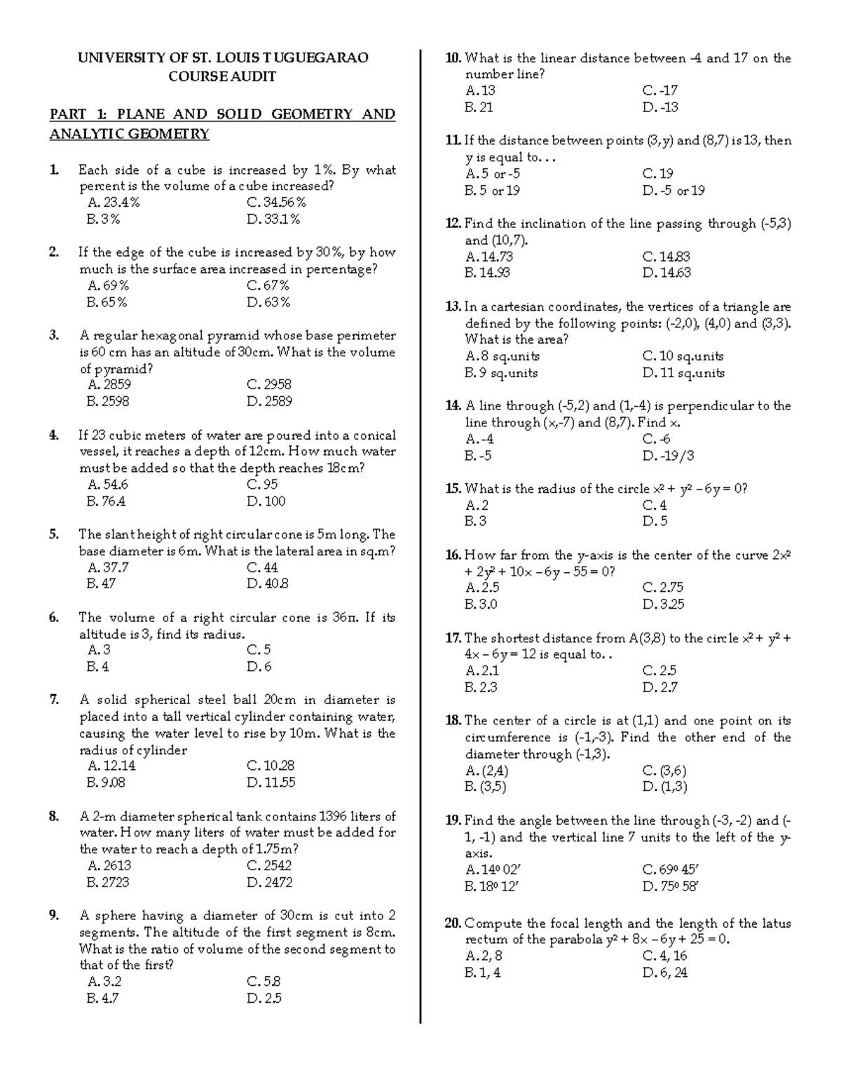 Problem-Set-13 - Problem set - UNIVERSITY OF ST. LOUIS TUGUEGARAO ...