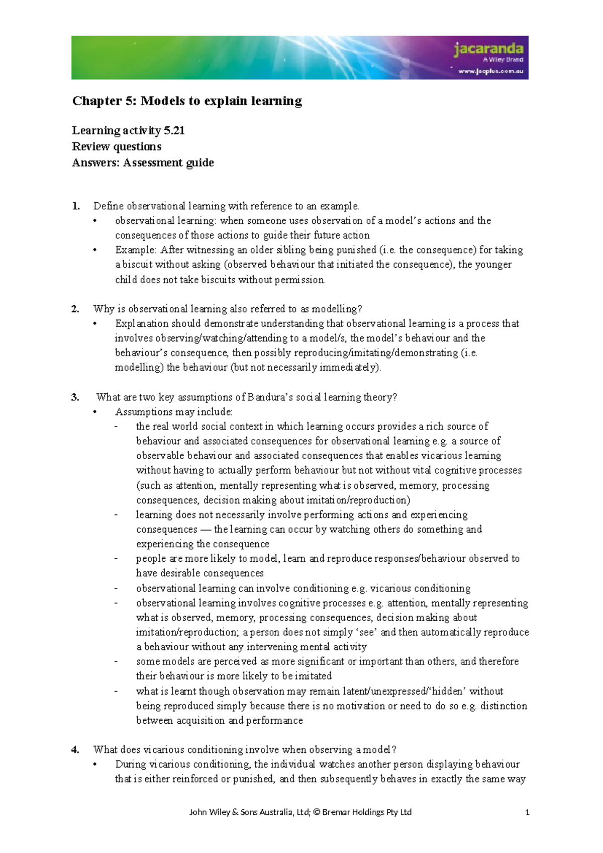 LA 5 - learning activity - Chapter 5: Models to explain learning ...