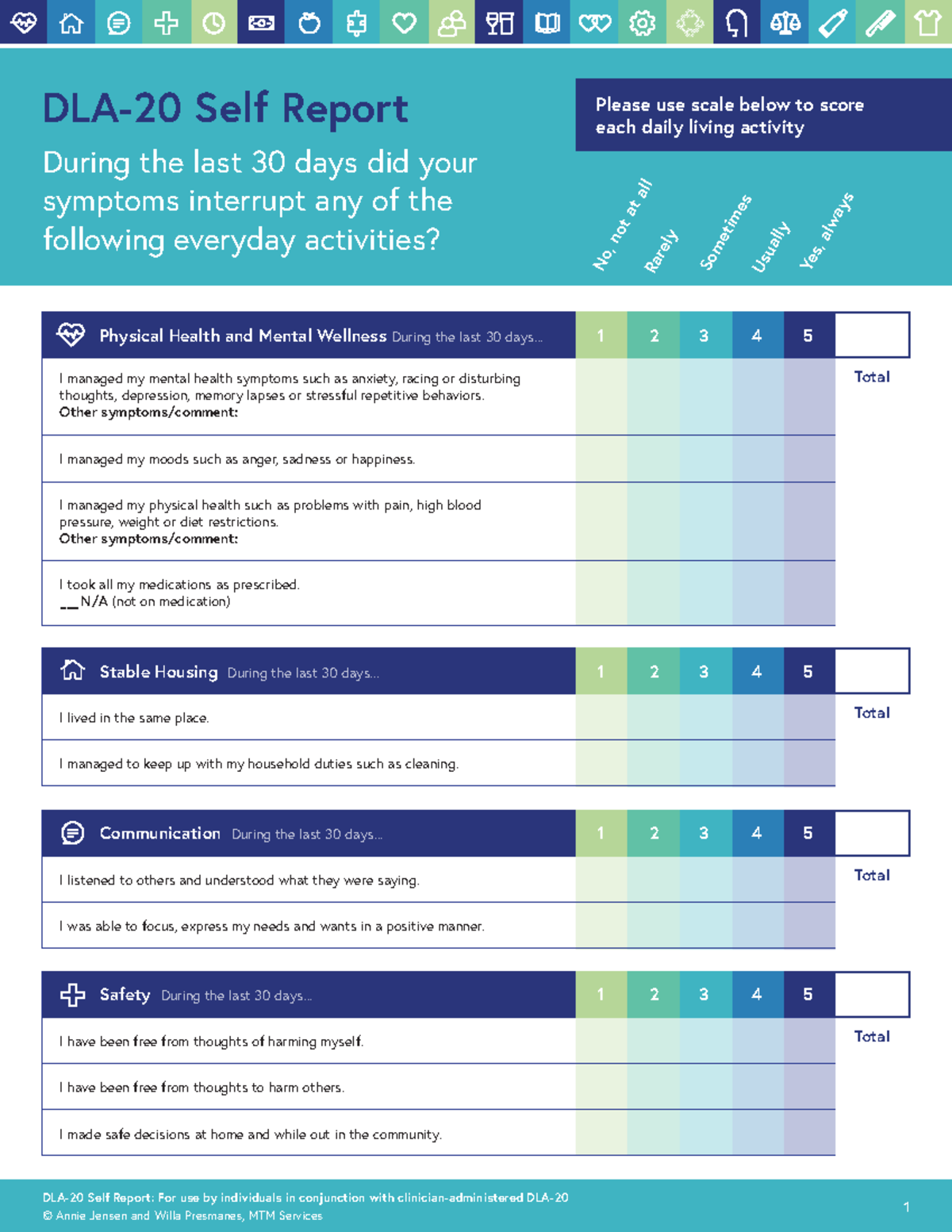 DLA-30: Daily Living Activity Self-Report for Mental & Physical Health ...