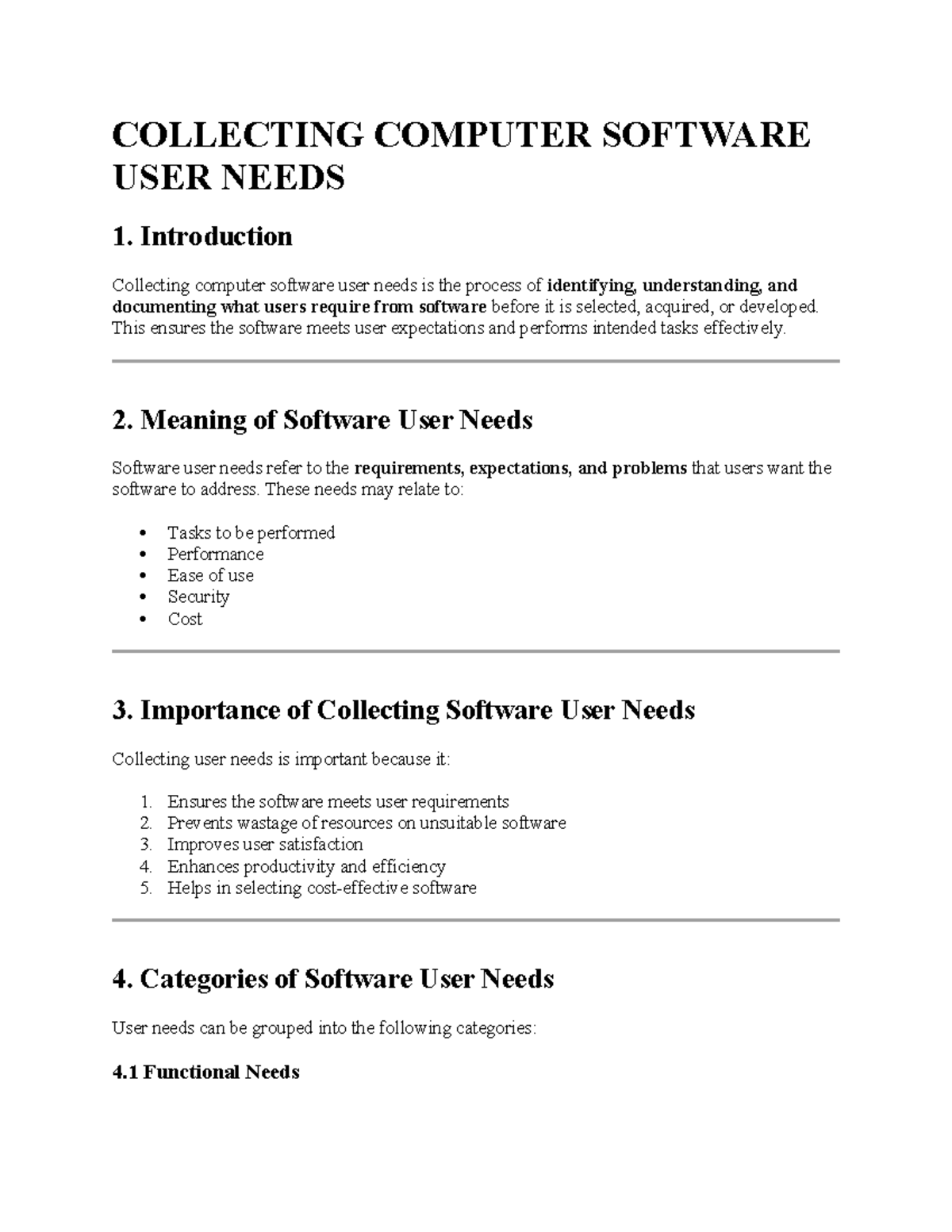 COLLECTING COMPUTER SOFTWARE USER NEEDS: A Comprehensive Guide - Studocu