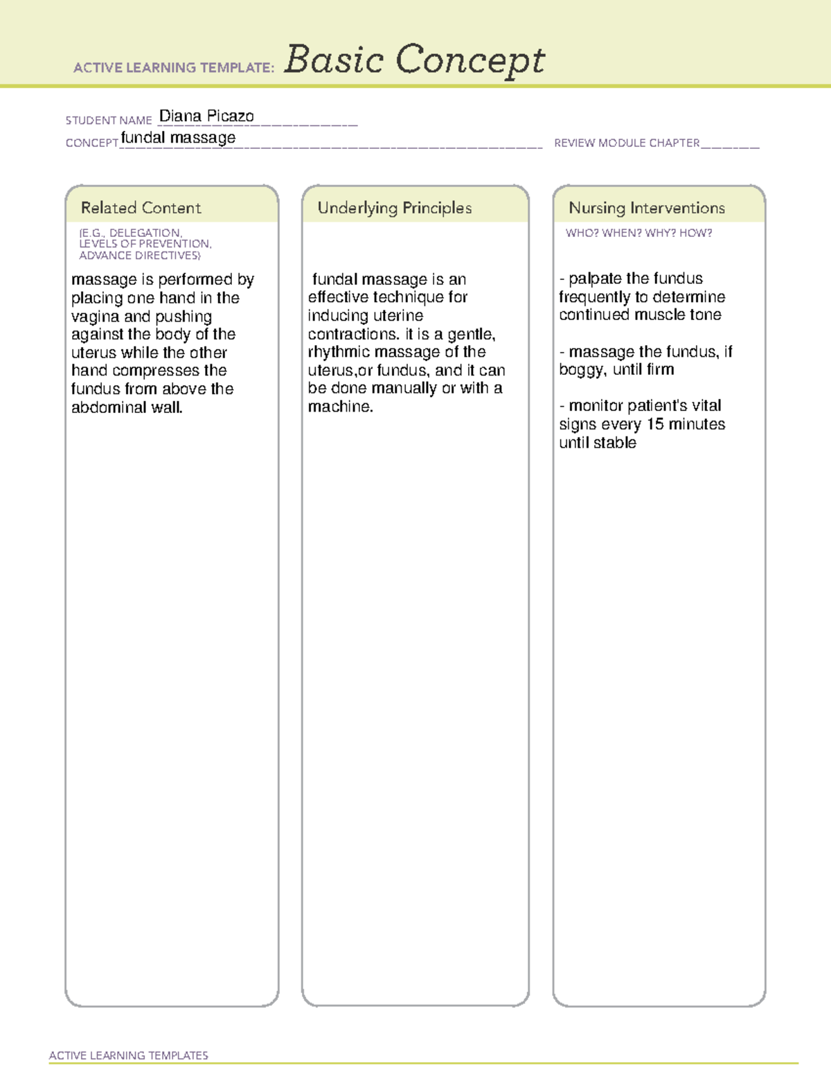 Basic Concept Template for Active Learning in Nursing - Studocu