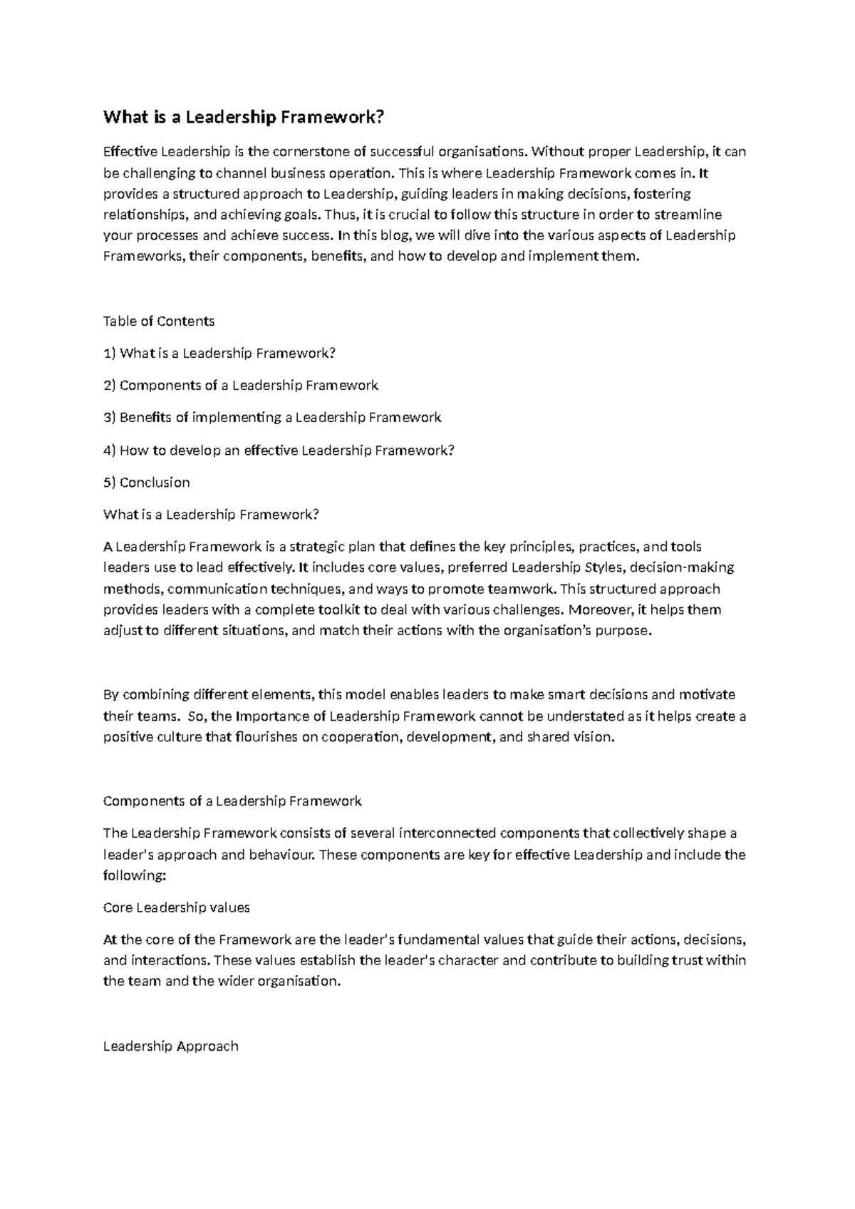 Leadership Framework Overview: Key Strategies for Effective Leadership ...