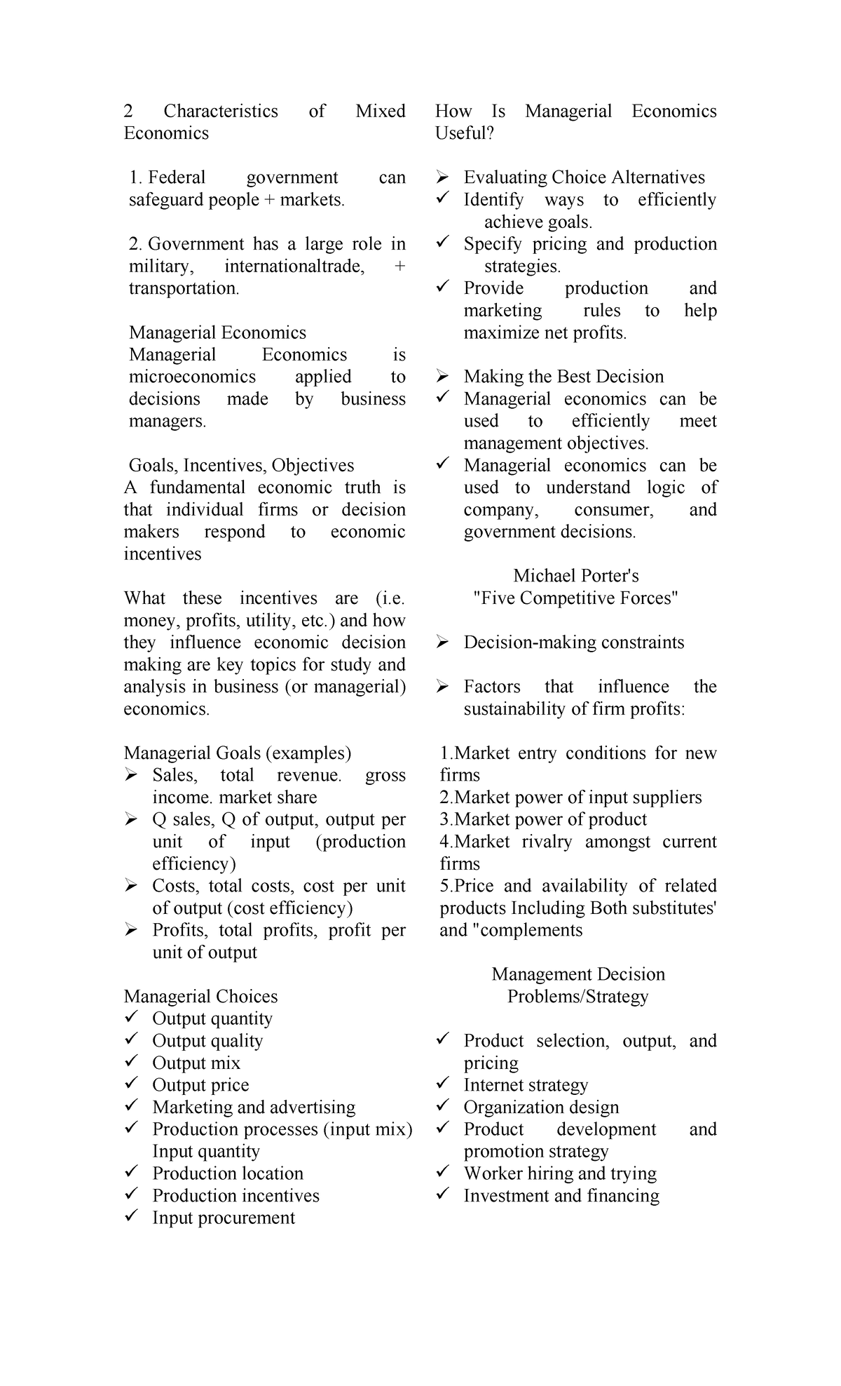 AE2 - Characteristics of Managerial Economics and Decision Making - Studocu