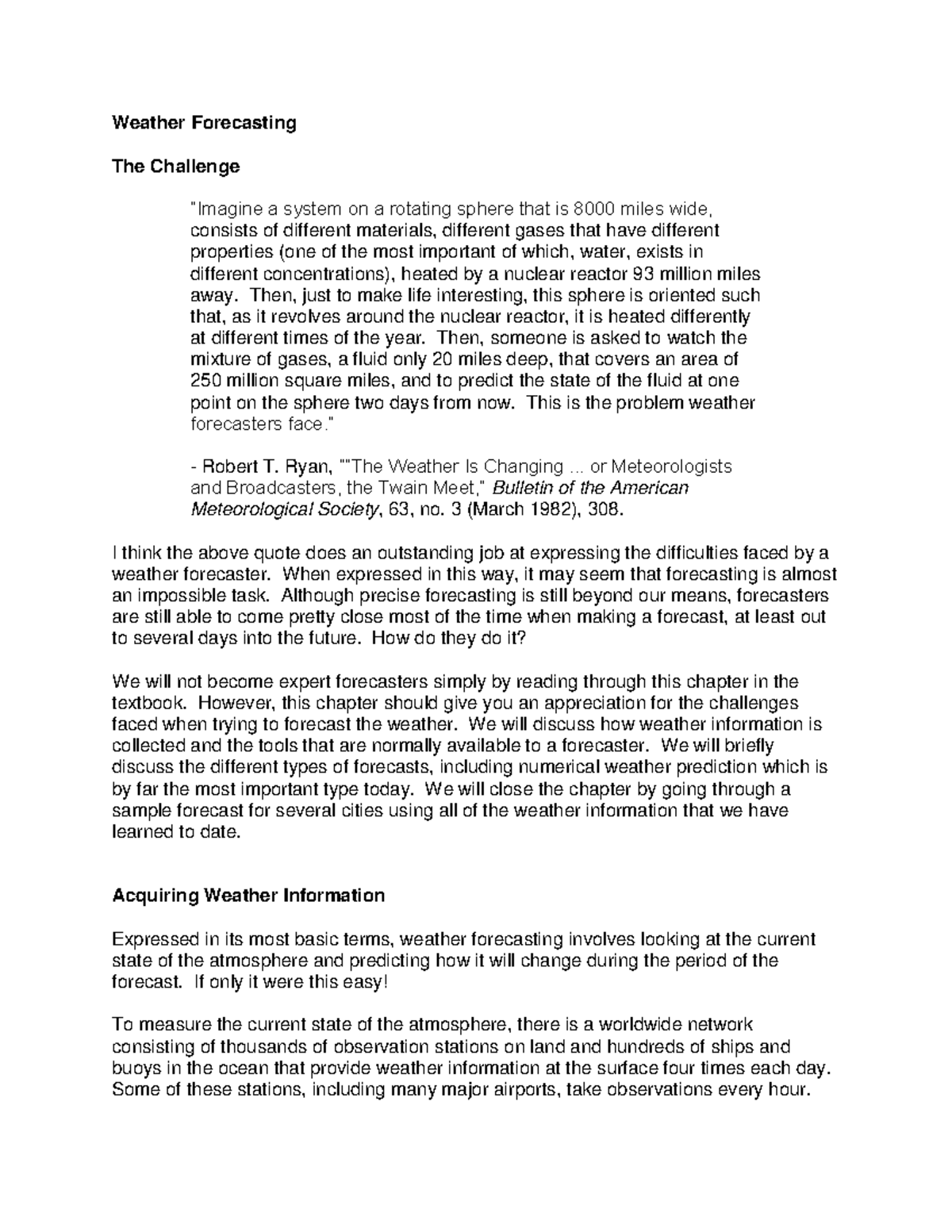 Weather Forecasting: Challenges and Methods in Meteorology - Studocu