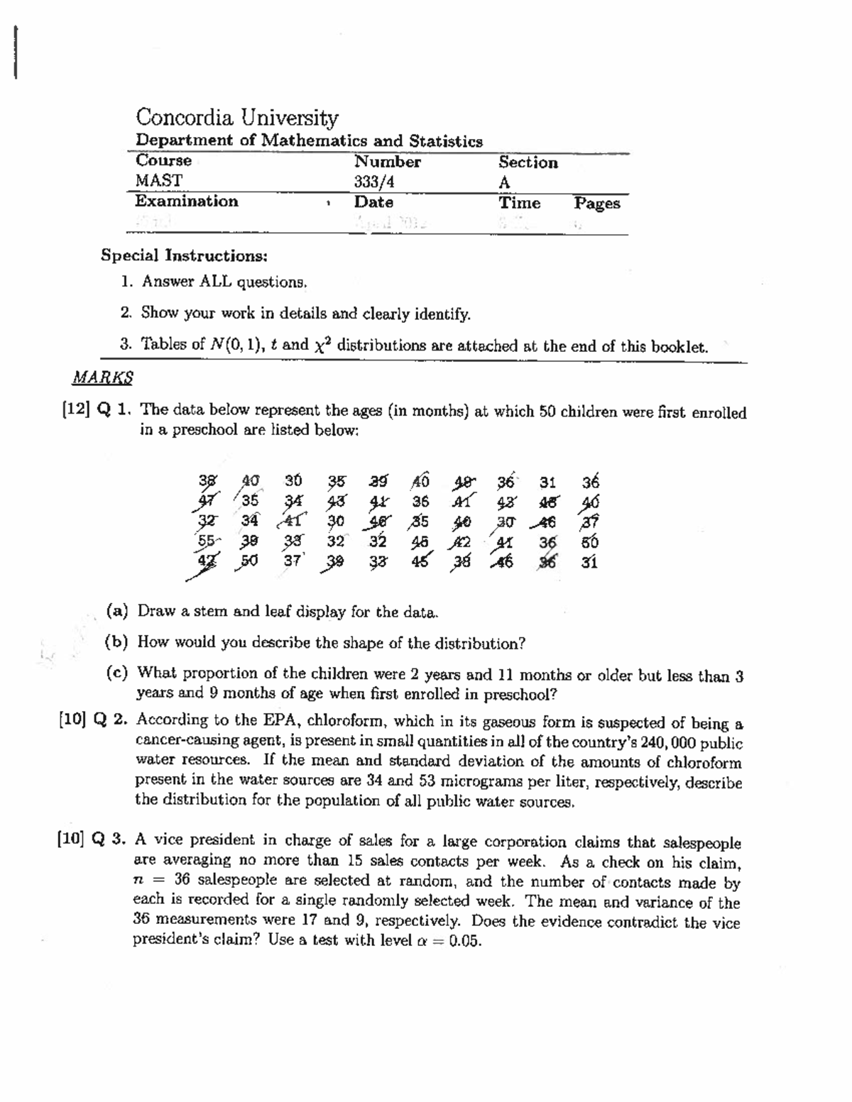 Sample Midterm - Concordia University Department of Mathematics and ...