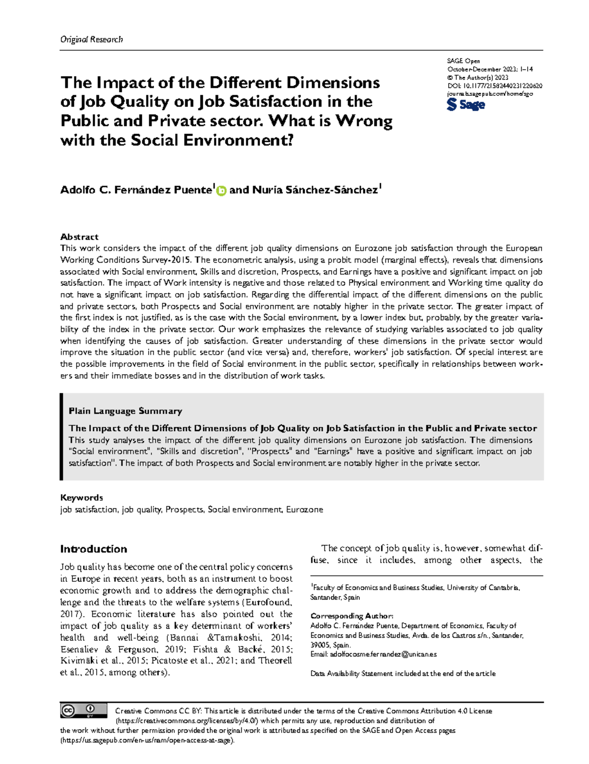 The Impact of Job Quality Dimensions on Job Satisfaction in the EU ...