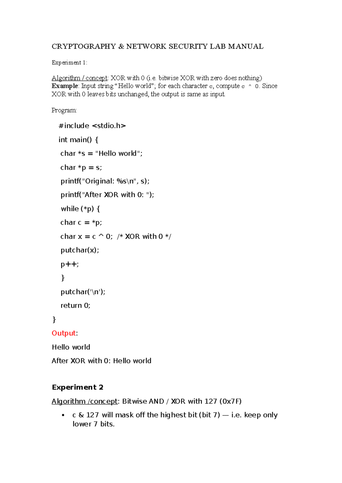 CNS Lab Manual R22: Cryptography & Network Security Experiments - Studocu