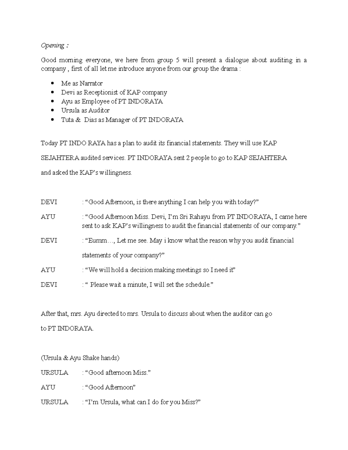 Dialogue B: Auditing Conversation Role Play - Group 5 Presentation ...