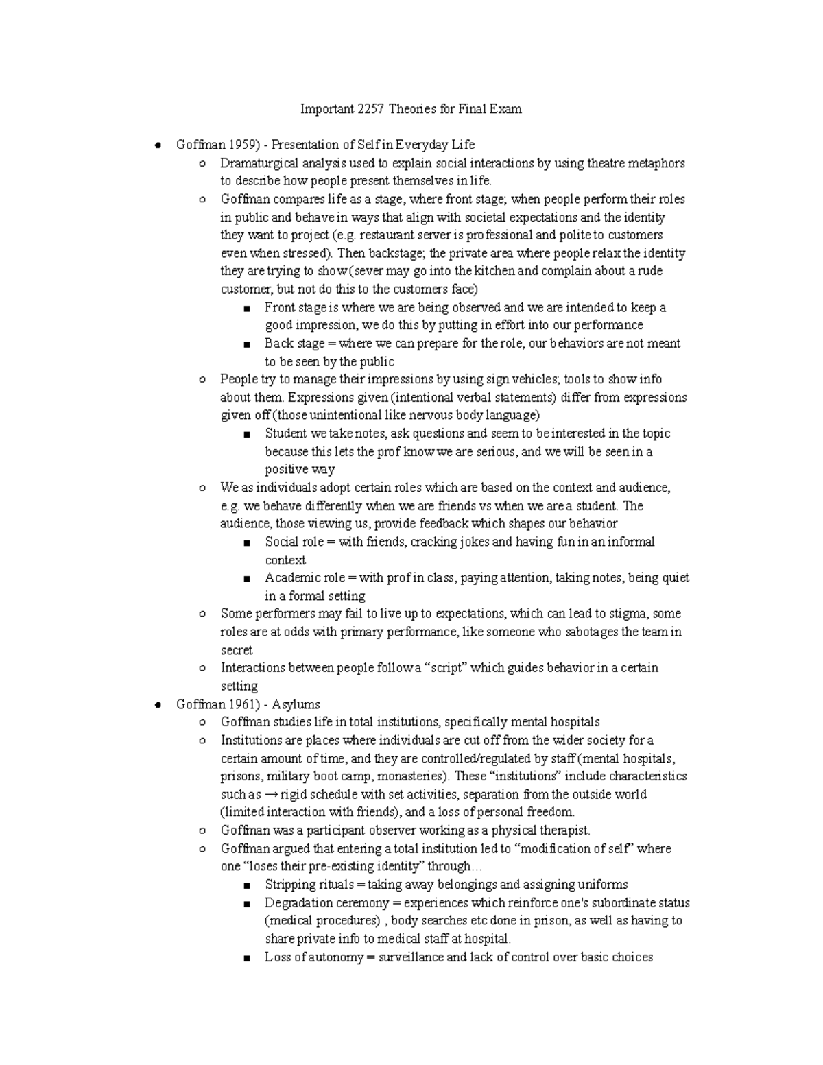 2257 Theories: Key Concepts for Final Exam Preparation - Studocu