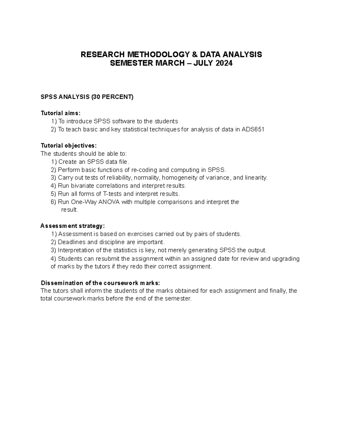 SPSS EXERCISE FOR LAB - RESEARCH METHODOLOGY & DATA ANALYSIS SEMESTER ...