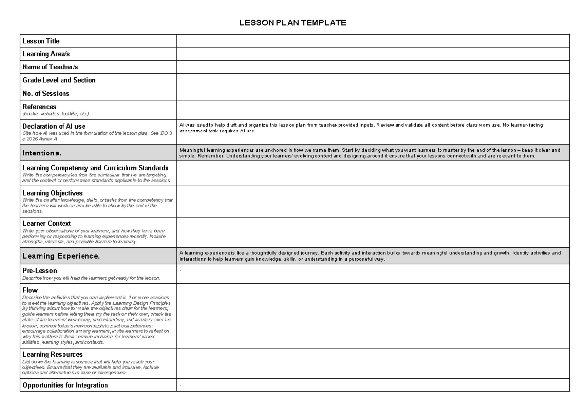 ILAW 101: Lesson Plan Template for Effective Learning Design - Studocu