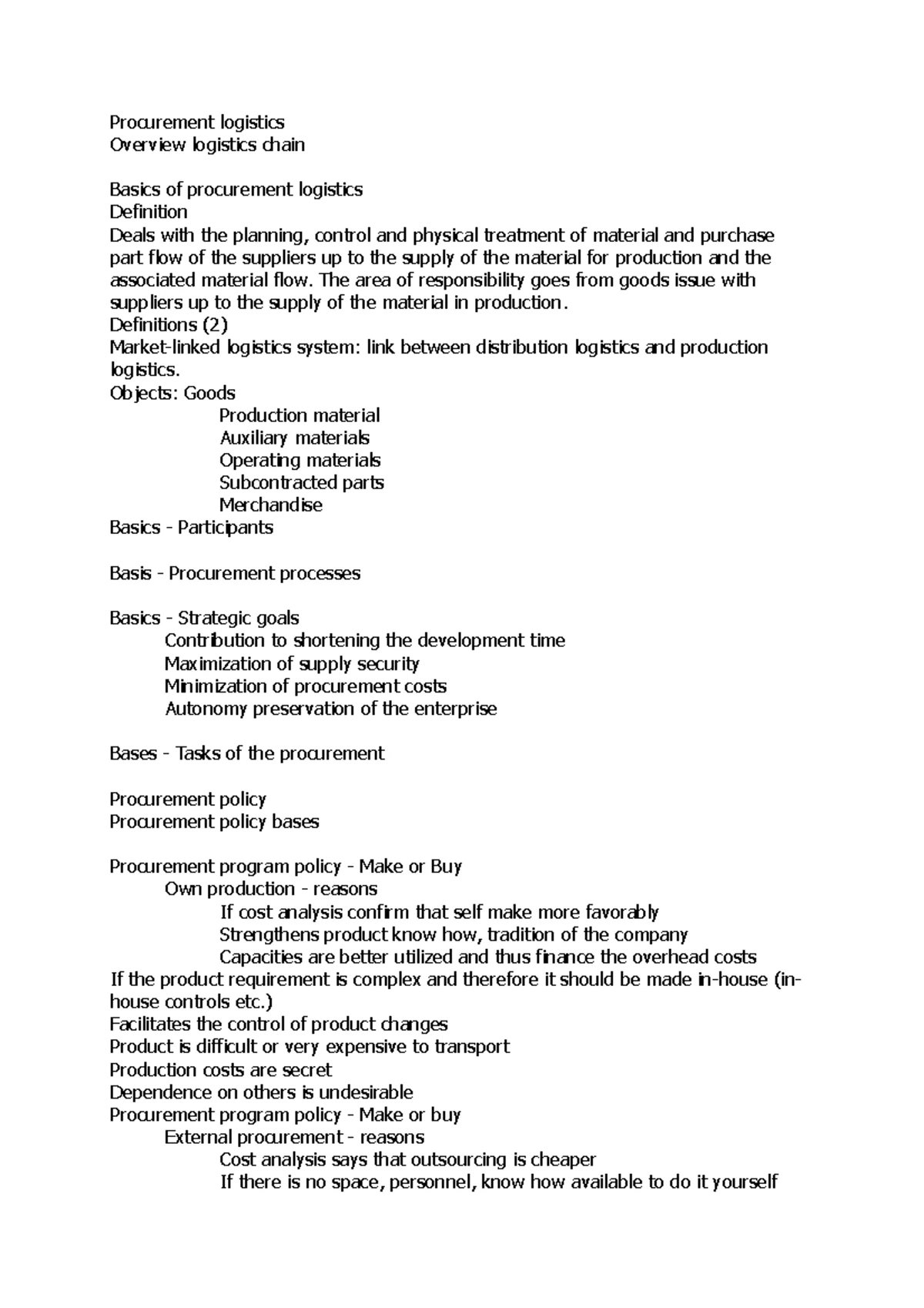 Procurement - STUDY NOTES FOR EXAM - Procurement / Production ...